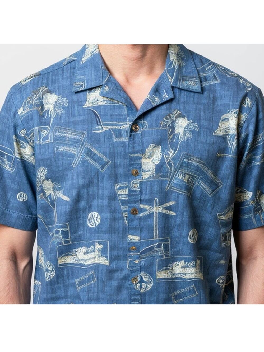Vintage Cooke Street Men’s Blue Hawaiian Shirt Short Sleeve Button Down Size XL